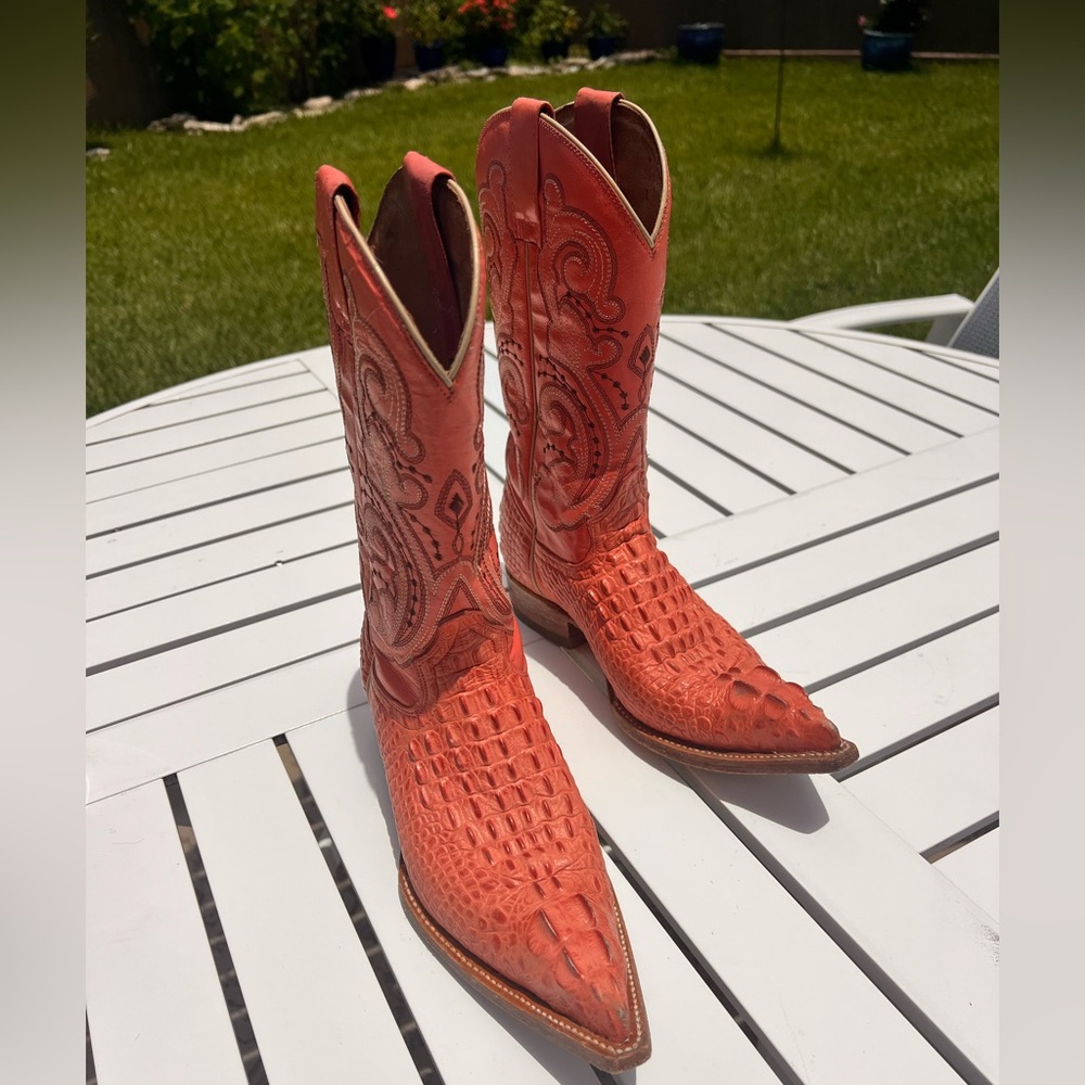 Women’s Rodeo Boots  El Jinete Western 24.5 CM US 7.5 Leather Crocodile Pink